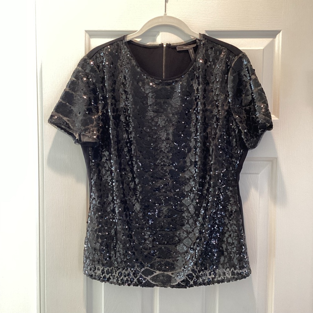 NWT BCBGMaxAzria Black Sequin Blouse